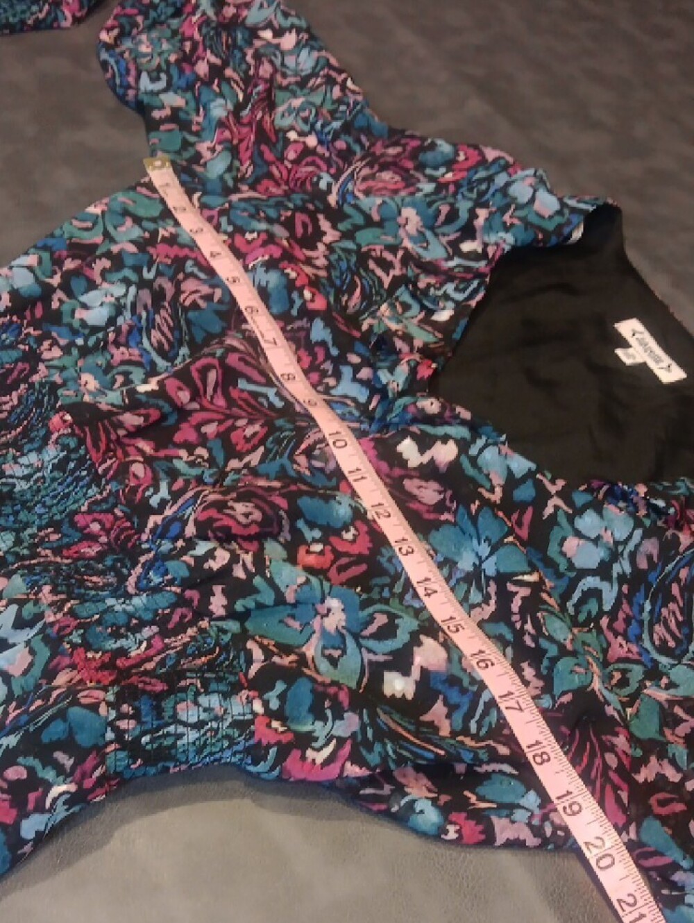 Nanette Lepore Teal Navy & Pink Floral Long-Sleeve Bohemian Maxi Dress - Picture 8 of 12